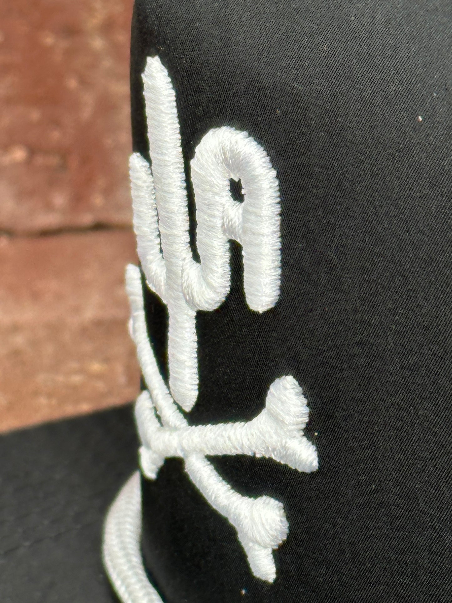 "Bones" - CA Black Laser Holes/ White Rope, Snapback Cap - White Puff