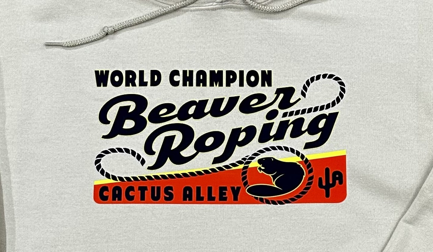 "Beaver Roping" - Tan Adult Hoodie