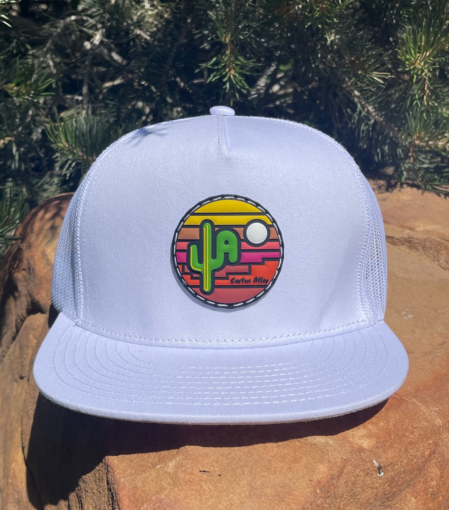 “Sunset”- 6006 White/ White Mesh, Snapback Cap