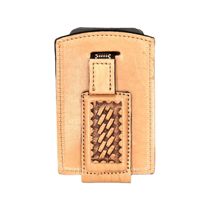 "Basket Stamp" - Handmade Leather Ribbon Wallet with Magnet