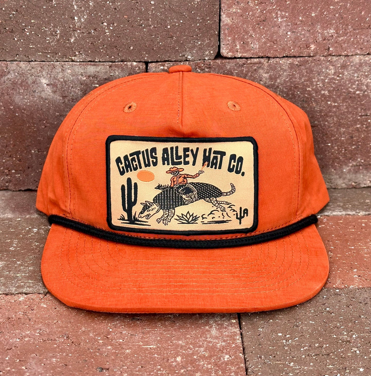 "Buckin Dillo" - CA256 Dark Orange/ Black Rope, Snapback Cap