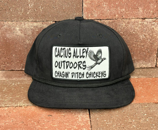 "Ditch Chickens" - CA 256 Black/ Black Rope, Snapback Cap