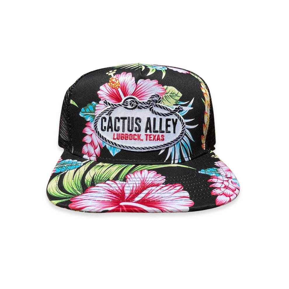 Cactus Alley, Flank Rope, Tropical Western Snapback, Floral Cap, Black Floral