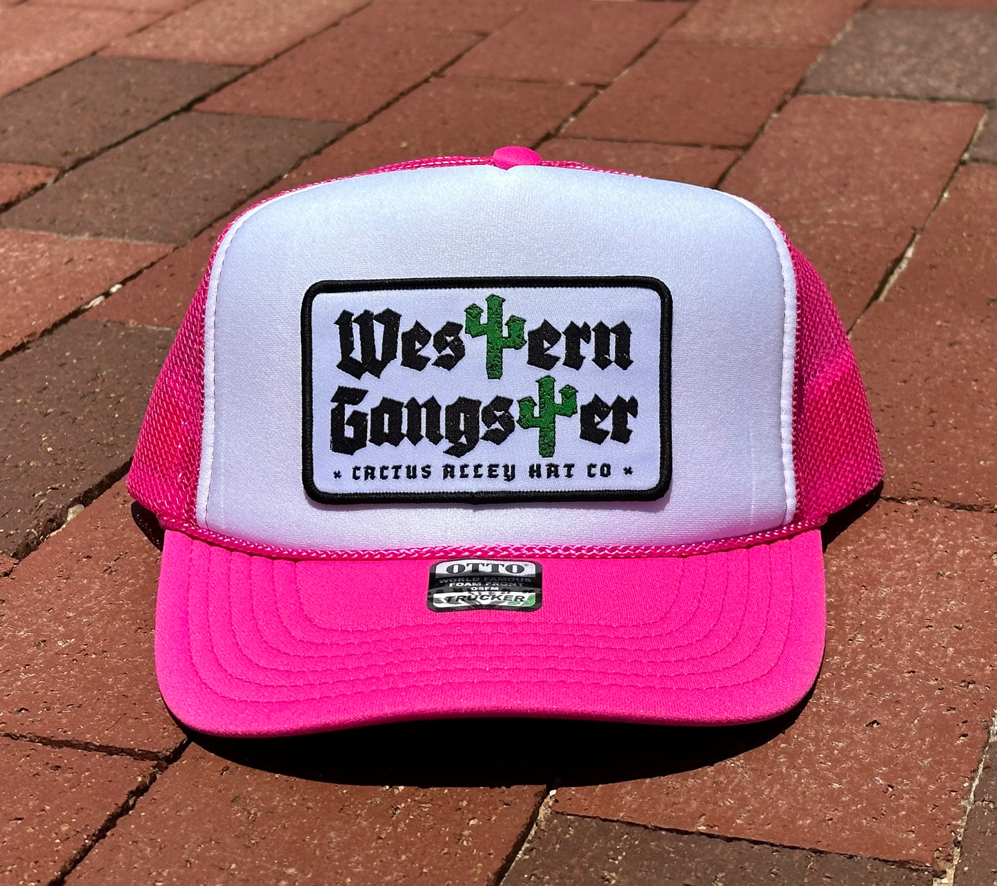 "Western Gangster" - Foam White/ Hot Pink Mesh, Snapback Cap