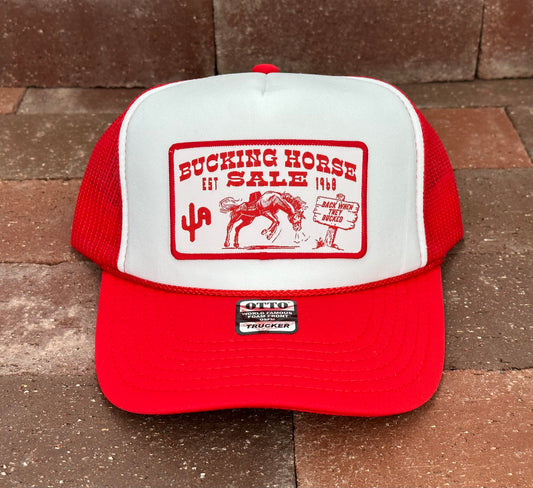 "Bucking Horse" - White Foam Front/Red Bill/Red Mesh, Snapback Cap