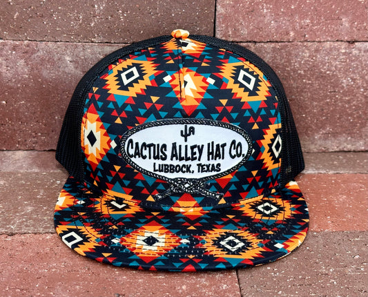 DouZhe Flat Brim Cap Snapback Hat, Aztec Tribal Style Fish Prints