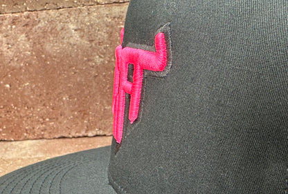 "CA Shorthorn" Pink Puff - 6006 Black/ Black Mesh, Snapback Cap