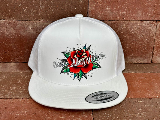 "Cactus Rose" - 6006 White/ White Mesh, Snapback Cap