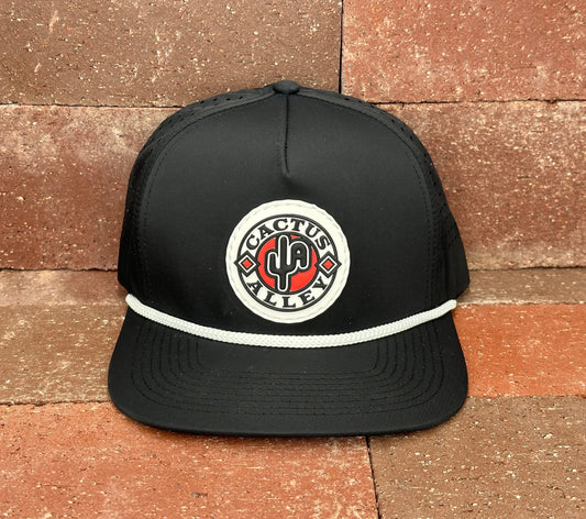 "Red Diamond" - CA Black Laser Holes/ White Rope, Snapback Cap