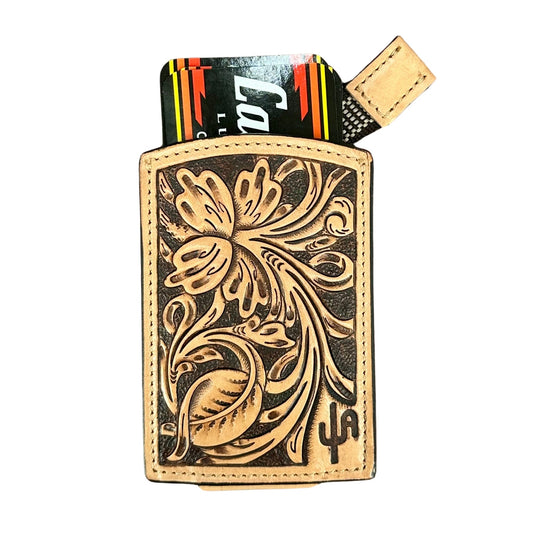 "The Leroy" - Handmade Leather Ribbon Wallet with Magnet