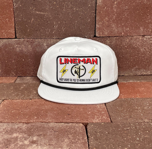 "Lineman" - CA256 White/ Black Rope, Snapback Cap