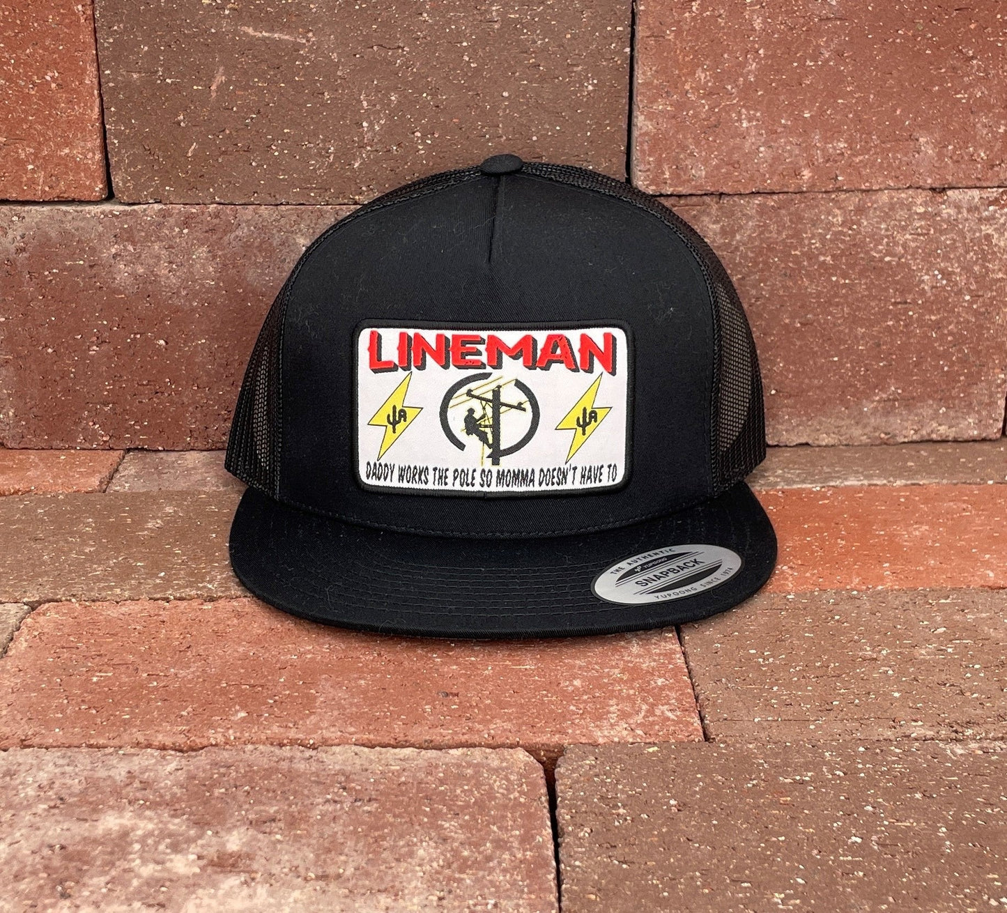 "Lineman" - 6006 Black/ Black Mesh, Snapback Cap