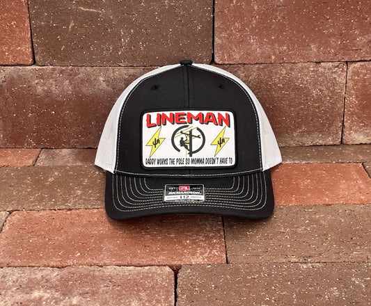 "Lineman" - Richardson 112 Black/White Mesh, Snapback Cap