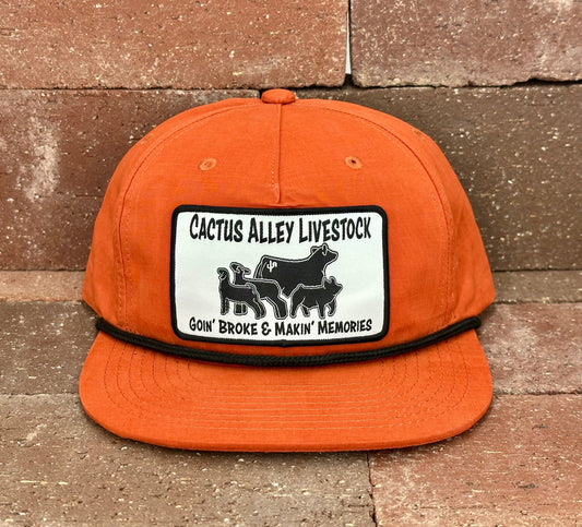 "Livestock" - CA 256 Dark Orange/ Black Rope, Snapback Cap