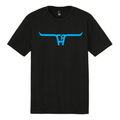 Turquoise "CA Longhorn" - Black Adult Tee