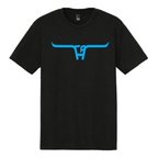 Turquoise "CA Longhorn" - Black Adult Tee