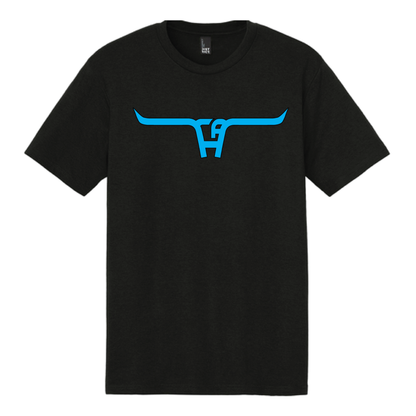 Turquoise "CA Longhorn" - Black Adult Tee