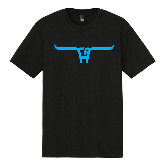 Turquoise "CA Longhorn" - Black Adult Tee
