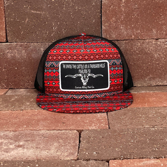 "Psalms 50"- CA Red/Black Aztec, Snapback Cap