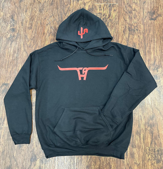 Red "CA Longhorn" - Black Adult Hoodie