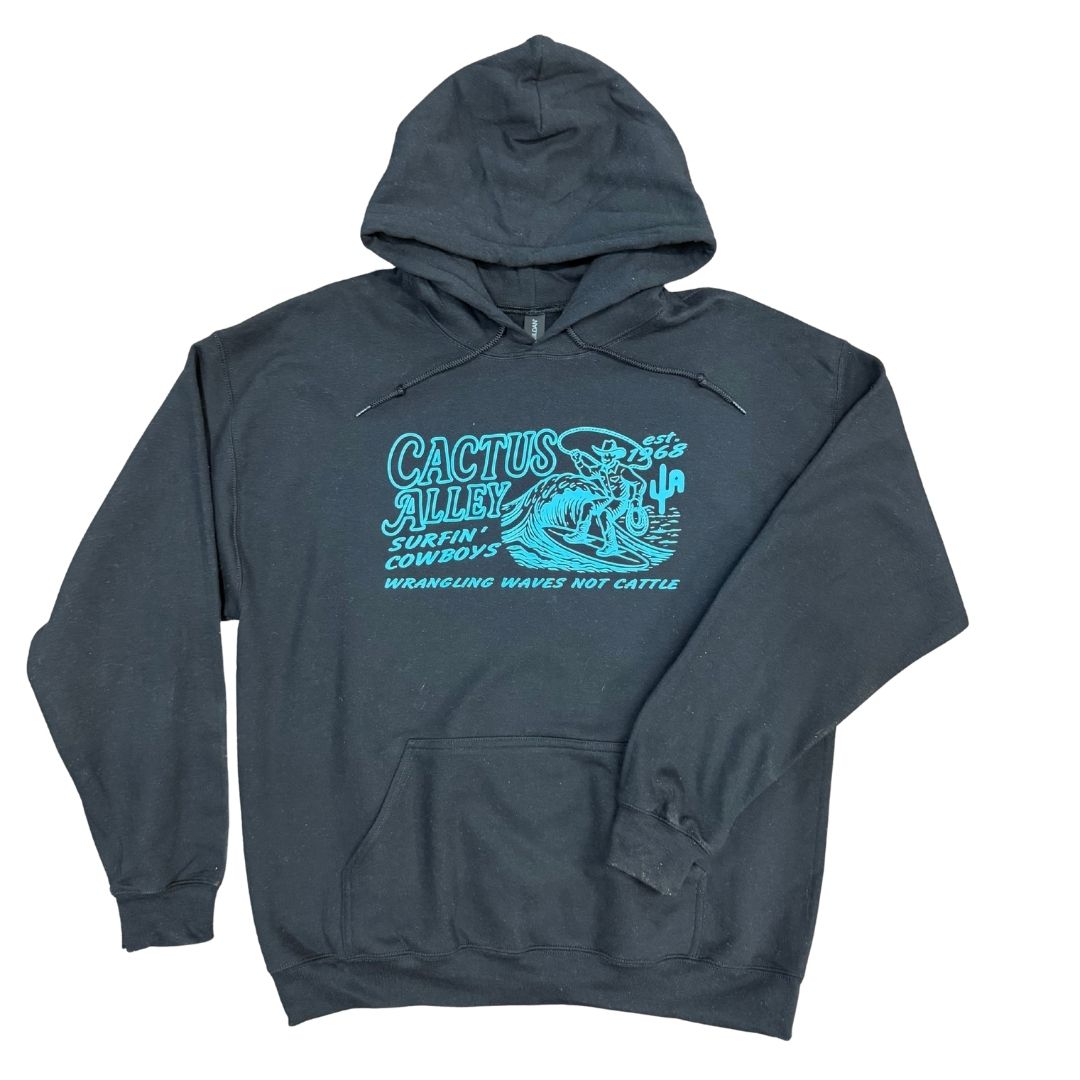 "Surfin'" - Black Adult Hoodie