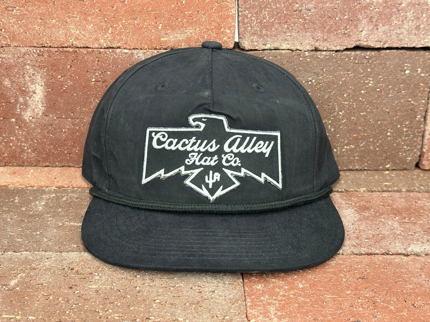 "T-Bird" - CA 256 Black/ Black Rope, Snapback Cap