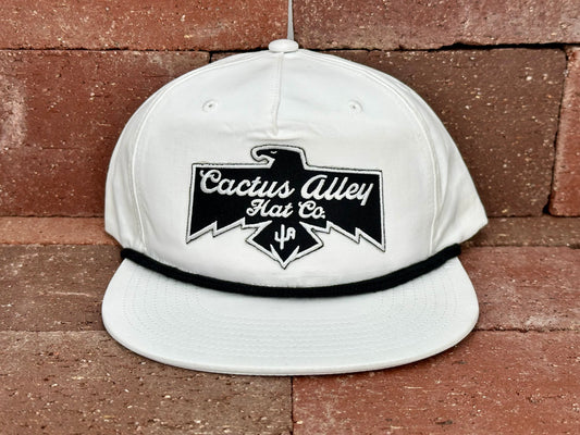 "T-Bird" - CA 256 White/ Black Rope, Snapback Cap