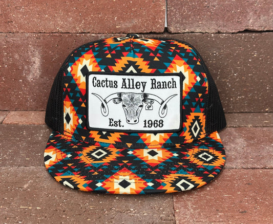 "The Big Curl" - CA Sunburst Aztec/Black Mesh, Snapback Cap