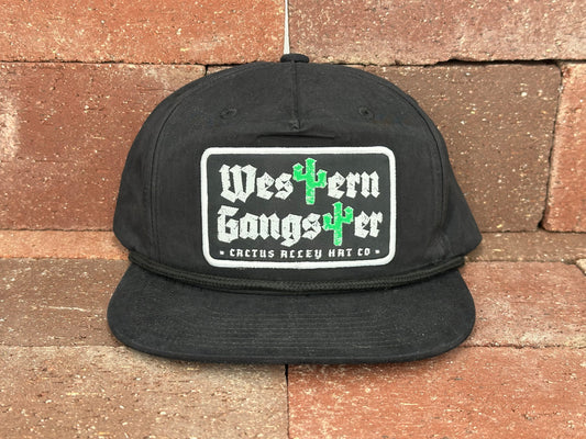 "Western Gangster-BLK"- CA 256 Black/ Black Rope, Snapback Cap