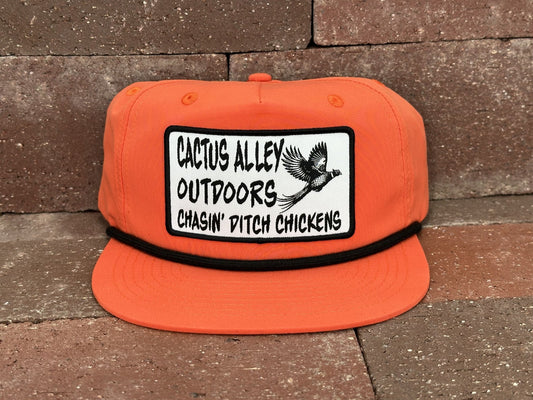 "Ditch Chickens" - CA 256 Bright Orange/ Black Rope, Snapback