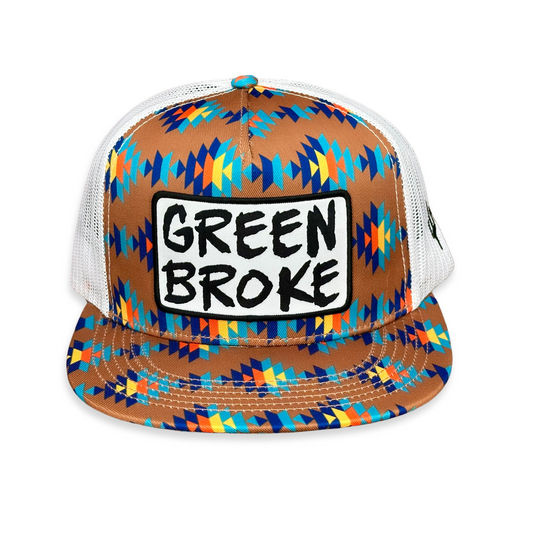 "Green Broke" - CA Dirty Sancho Aztec/White Mesh, Snapback Cap