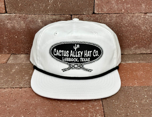 "Neck Rope-BLK" - CA 256 White/ Black Rope, Snapback Cap