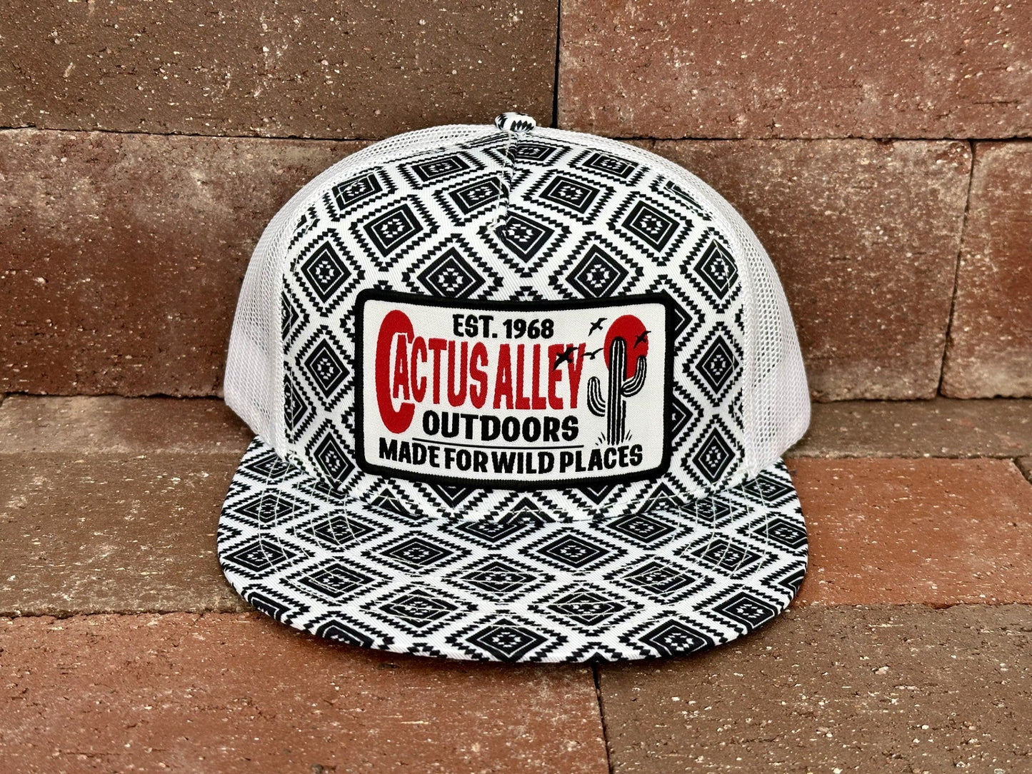 "Outdoors" - CA Black/White Aztec, Snapback Cap