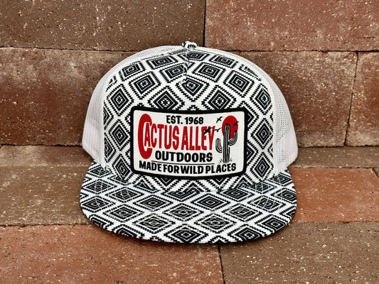 "Outdoors" - CA Black/White Aztec, Snapback Cap