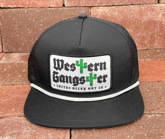 "Western Gangster" - CA6006 Black Holes/ White Rope, Snapback Cap