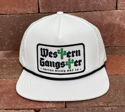 "Western Gangster" - CA6006 White Holes/ Black Rope, Snapback Cap