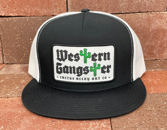"Western Gangster" - CA6006 Black/ White Mesh, Snapback Cap