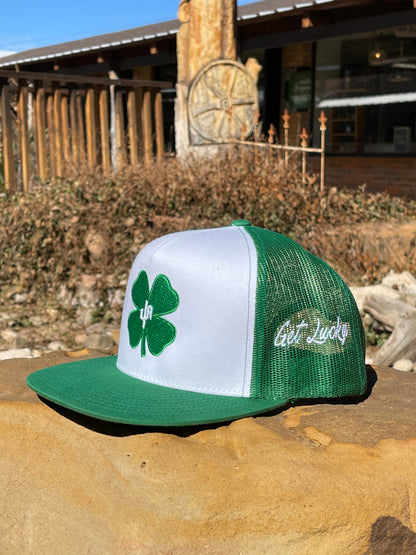 "Get Lucky" - Kelly Green and White Snapback Cap