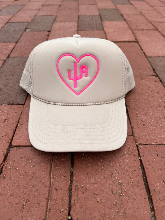 “The Babe” - khaki/pink with mesh snapback cap